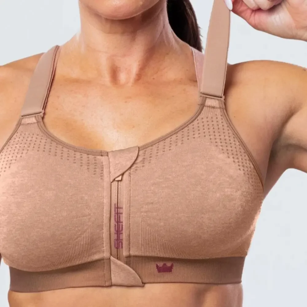 SHEFIT Low Impact Sports Bra Heathered Tan sz 6Luxe Brand New
